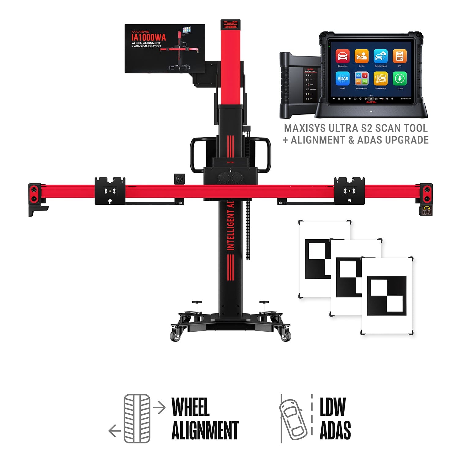 Autel IA1000LDWT MaxiSYS ADAS IA1000 Automated Alignment and ADAS System with MS ULTRA2 and Physical LDW Targets