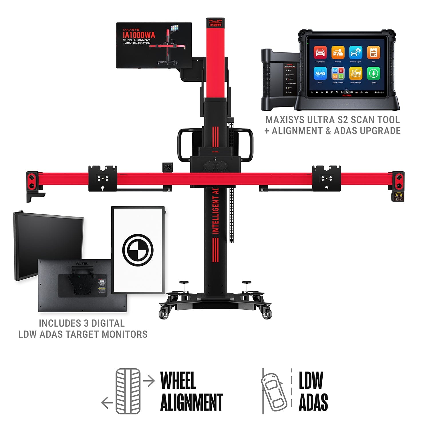 Autel IA1000TDT MaxiSYS ADAS IA1000 Automated Alignment and ADAS System with MS ULTRA2 and Digital Targets