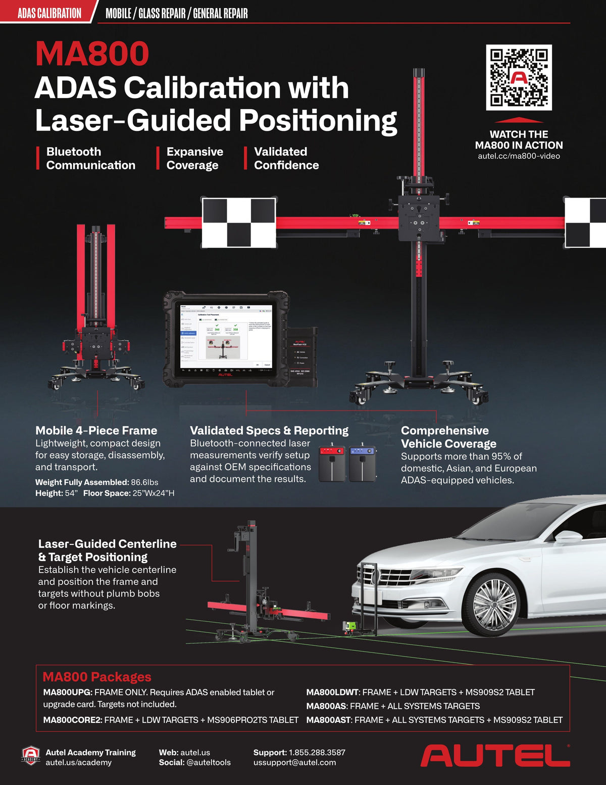 Autel MA800LDWT Expanded LDW Calibration Package with Advanced Diag Tablet