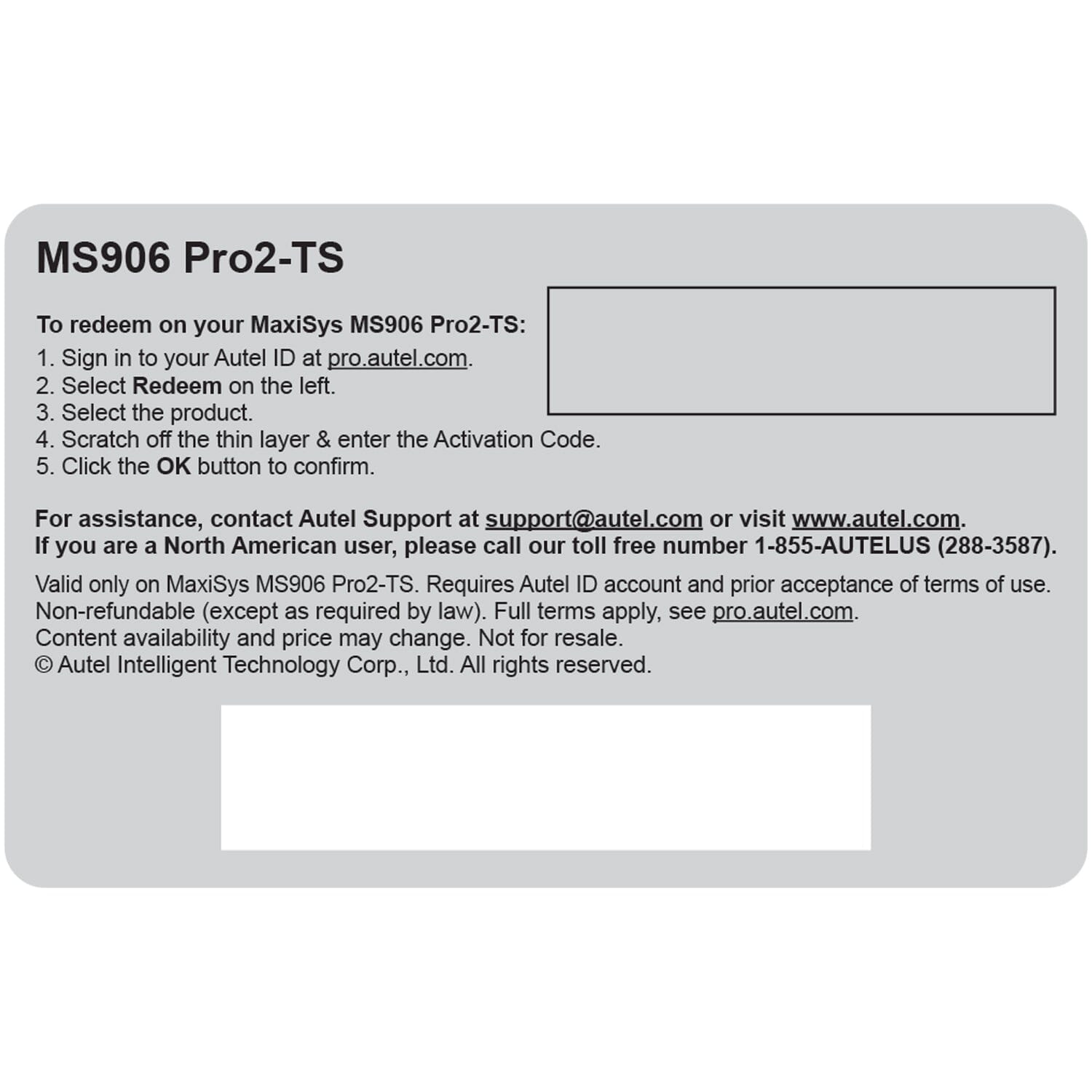 Autel MS906P2TS1YR Total Care Program (TCP) 1-Year Warranty and Software Update for MS906PRO2-TS