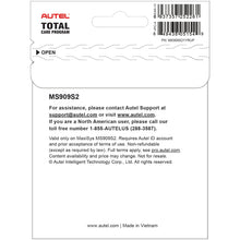 Autel MS909S21YRUP Total Care Program (TCP) 1-Year Warranty and Software Update for MS906PRO2-TS