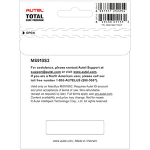 Autel MS919S21YRUP Total Care Program (TCP) 1-Year Warranty and Software Update for MS919S2