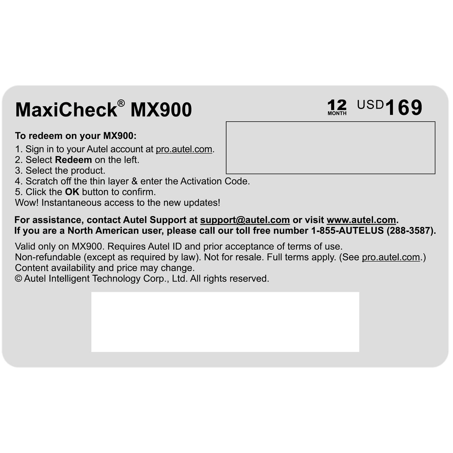 Autel MX9001YRUP Total Care Program (TCP) 1-Year Warranty & Software Update Extension for MX900